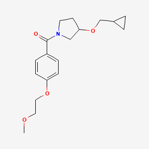 molecular formula C18H25NO4 B2952632 (3-(Cyclopropylmethoxy)pyrrolidin-1-yl)(4-(2-methoxyethoxy)phenyl)methanone CAS No. 2034614-41-8