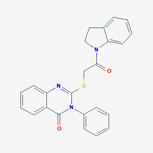 molecular formula C24H19N3O2S B295264 2-[2-(2,3-Dihydroindol-1-yl)-2-oxoethyl]sulfanyl-3-phenylquinazolin-4-one 