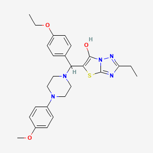 molecular formula C26H31N5O3S B2952641 5-((4-Ethoxyphenyl)(4-(4-methoxyphenyl)piperazin-1-yl)methyl)-2-ethylthiazolo[3,2-b][1,2,4]triazol-6-ol CAS No. 898368-40-6