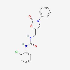 molecular formula C17H16ClN3O3 B2952648 1-(2-Chlorophenyl)-3-((2-oxo-3-phenyloxazolidin-5-yl)methyl)urea CAS No. 954632-01-0