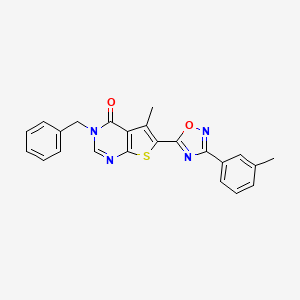 molecular formula C23H18N4O2S B2952649 3-benzyl-5-methyl-6-[3-(3-methylphenyl)-1,2,4-oxadiazol-5-yl]thieno[2,3-d]pyrimidin-4(3H)-one CAS No. 1326890-32-7