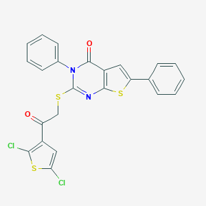 molecular formula C24H14Cl2N2O2S3 B295265 2-{[2-(2,5-dichloro-3-thienyl)-2-oxoethyl]sulfanyl}-3,6-diphenylthieno[2,3-d]pyrimidin-4(3H)-one 
