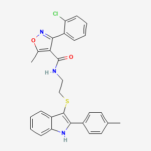 3-(2-chlorophenyl)-5-methyl-N-(2-((2-(p-tolyl)-1H-indol-3-yl)thio)ethyl)isoxazole-4-carboxamide