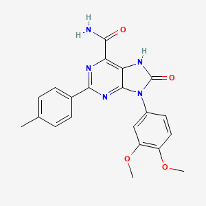 molecular formula C21H19N5O4 B2952674 9-(3,4-二甲氧基苯基)-2-(4-甲基苯基)-8-氧代-7H-嘌呤-6-甲酰胺 CAS No. 898443-15-7