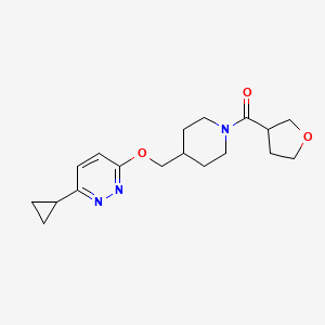 molecular formula C18H25N3O3 B2952703 [4-[(6-Cyclopropylpyridazin-3-yl)oxymethyl]piperidin-1-yl]-(oxolan-3-yl)methanone CAS No. 2320506-36-1