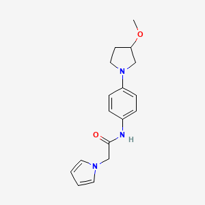 molecular formula C17H21N3O2 B2952727 N-(4-(3-methoxypyrrolidin-1-yl)phenyl)-2-(1H-pyrrol-1-yl)acetamide CAS No. 1797871-98-7