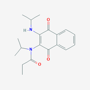 molecular formula C19H24N2O3 B2952734 N-isopropyl-N-[3-(isopropylamino)-1,4-dioxo-1,4-dihydro-2-naphthalenyl]propanamide CAS No. 866157-81-5
