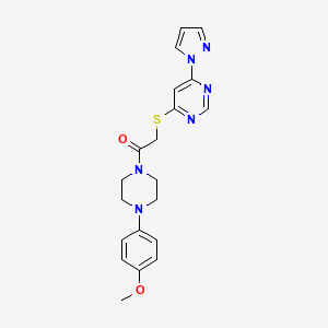 molecular formula C20H22N6O2S B2952735 2-((6-(1H-pyrazol-1-yl)pyrimidin-4-yl)thio)-1-(4-(4-methoxyphenyl)piperazin-1-yl)ethanone CAS No. 1251604-48-4