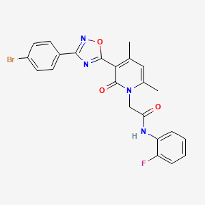 molecular formula C23H18BrFN4O3 B2952738 2-(3-(3-(4-bromophenyl)-1,2,4-oxadiazol-5-yl)-4,6-dimethyl-2-oxopyridin-1(2H)-yl)-N-(2-fluorophenyl)acetamide CAS No. 946302-03-0