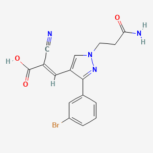 molecular formula C16H13BrN4O3 B2952742 3-[3-(3-溴苯基)-1-(2-甲酰胺基乙基)-1H-吡唑-4-基]-2-氰基丙-2-烯酸 CAS No. 956386-98-4