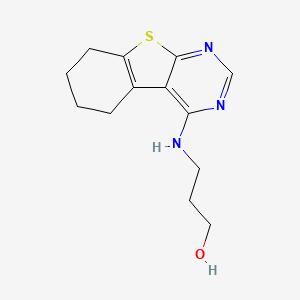 molecular formula C13H17N3OS B2952744 3-(5,6,7,8-Tetrahydro[1]benzothieno[2,3-d]pyrimidin-4-ylamino)propan-1-ol CAS No. 40106-50-1