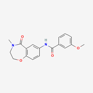 molecular formula C18H18N2O4 B2952751 3-methoxy-N-(4-methyl-5-oxo-2,3,4,5-tetrahydrobenzo[f][1,4]oxazepin-7-yl)benzamide CAS No. 921995-63-3