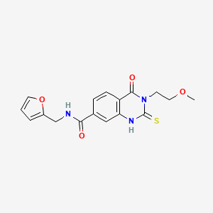 molecular formula C17H17N3O4S B2952760 N-(呋喃-2-基甲基)-3-(2-甲氧基乙基)-4-氧代-2-硫代亚甲基-1H-喹唑啉-7-甲酰胺 CAS No. 422273-61-8