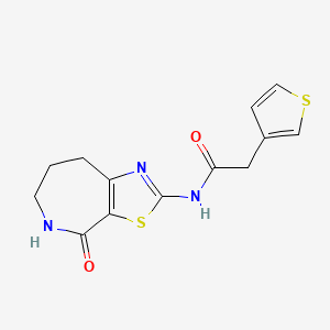molecular formula C13H13N3O2S2 B2952764 N-(4-氧代-5,6,7,8-四氢-4H-噻唑并[5,4-c]氮杂环庚-2-基)-2-(噻吩-3-基)乙酰胺 CAS No. 1797903-44-6