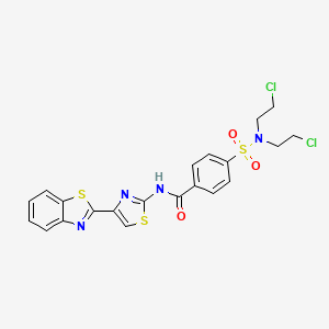 molecular formula C21H18Cl2N4O3S3 B2952766 N-[4-(1,3-benzothiazol-2-yl)-1,3-thiazol-2-yl]-4-[bis(2-chloroethyl)sulfamoyl]benzamide CAS No. 396724-99-5