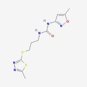 molecular formula C11H15N5O2S2 B2952771 1-(3-((5-Methyl-1,3,4-thiadiazol-2-yl)thio)propyl)-3-(5-methylisoxazol-3-yl)urea CAS No. 899969-24-5