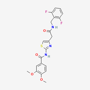 molecular formula C21H19F2N3O4S B2952773 N-(4-(2-((2,6-difluorobenzyl)amino)-2-oxoethyl)thiazol-2-yl)-3,4-dimethoxybenzamide CAS No. 1005308-39-3