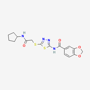N-[5-[2-(cyclopentylamino)-2-oxoethyl]sulfanyl-1,3,4-thiadiazol-2-yl]-1,3-benzodioxole-5-carboxamide