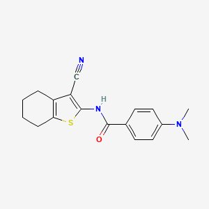 molecular formula C18H19N3OS B2952787 N-(3-cyano-4,5,6,7-tetrahydro-1-benzothiophen-2-yl)-4-(dimethylamino)benzamide CAS No. 476295-51-9
