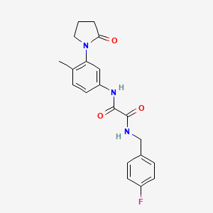 molecular formula C20H20FN3O3 B2952788 N1-(4-氟苄基)-N2-(4-甲基-3-(2-氧代吡咯烷-1-基)苯基)草酰胺 CAS No. 941890-56-8