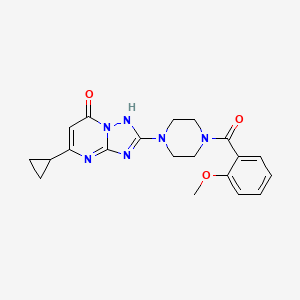 molecular formula C20H22N6O3 B2952794 5-cyclopropyl-2-(4-(2-methoxybenzoyl)piperazin-1-yl)-[1,2,4]triazolo[1,5-a]pyrimidin-7(4H)-one CAS No. 2034249-48-2