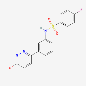 molecular formula C17H14FN3O3S B2952795 4-fluoro-N-[3-(6-methoxypyridazin-3-yl)phenyl]benzenesulfonamide CAS No. 895804-69-0