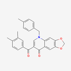 molecular formula C27H23NO4 B2952801 7-(3,4-dimethylbenzoyl)-5-[(4-methylphenyl)methyl]-2H,5H,8H-[1,3]dioxolo[4,5-g]quinolin-8-one CAS No. 904433-41-6