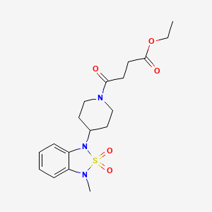 molecular formula C18H25N3O5S B2952808 4-(4-(3-甲基-2,2-二氧化苯并[c][1,2,5]噻二唑-1(3H)-基)哌啶-1-基)-4-氧代丁酸乙酯 CAS No. 2034415-03-5