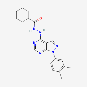 B2952813 N'-[1-(3,4-dimethylphenyl)-1H-pyrazolo[3,4-d]pyrimidin-4-yl]cyclohexanecarbohydrazide CAS No. 881083-10-9