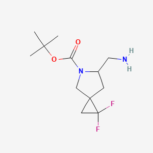 molecular formula C12H20F2N2O2 B2952815 叔丁基 6-(氨甲基)-2,2-二氟-5-氮代螺[2.4]庚烷-5-羧酸酯 CAS No. 2387282-21-3