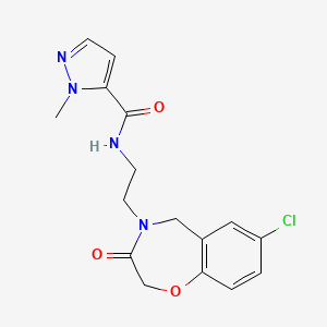 molecular formula C16H17ClN4O3 B2952816 N-(2-(7-chloro-3-oxo-2,3-dihydrobenzo[f][1,4]oxazepin-4(5H)-yl)ethyl)-1-methyl-1H-pyrazole-5-carboxamide CAS No. 1903165-50-3