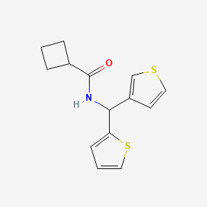 molecular formula C14H15NOS2 B2952819 N-(thiophen-2-yl(thiophen-3-yl)methyl)cyclobutanecarboxamide CAS No. 2034222-97-2