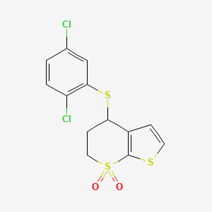 molecular formula C13H10Cl2O2S3 B2952827 4-(2,5-dichlorophenyl)sulfanyl-5,6-dihydro-4H-thieno[2,3-b]thiopyran 7,7-dioxide CAS No. 339019-24-8