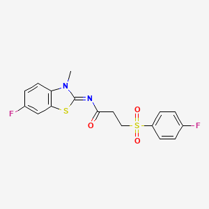 (E)-N-(6-fluoro-3-methylbenzo[d]thiazol-2(3H)-ylidene)-3-((4-fluorophenyl)sulfonyl)propanamide