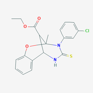 ethyl 3-(3-chlorophenyl)-2-methyl-4-thioxo-3,4,5,6-tetrahydro-2H-2,6-methano-1,3,5-benzoxadiazocine-11-carboxylate