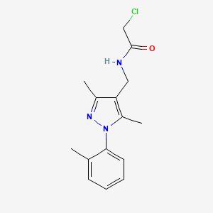 2-Chloro-N-[[3,5-dimethyl-1-(2-methylphenyl)pyrazol-4-yl]methyl]acetamide
