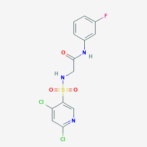molecular formula C13H10Cl2FN3O3S B2952870 2-(4,6-dichloropyridine-3-sulfonamido)-N-(3-fluorophenyl)acetamide CAS No. 1797030-06-8