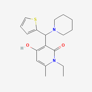 molecular formula C18H24N2O2S B2952871 1-ethyl-4-hydroxy-6-methyl-3-(piperidin-1-yl(thiophen-2-yl)methyl)pyridin-2(1H)-one CAS No. 939242-75-8