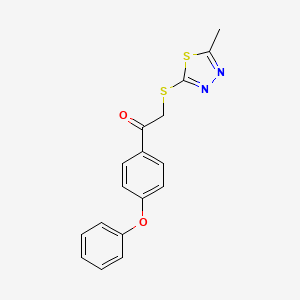 molecular formula C17H14N2O2S2 B2952873 2-((5-Methyl-1,3,4-thiadiazol-2-yl)thio)-1-(4-phenoxyphenyl)ethanone CAS No. 690646-24-3