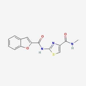 molecular formula C14H11N3O3S B2952880 2-(benzofuran-2-carboxamido)-N-methylthiazole-4-carboxamide CAS No. 941882-15-1