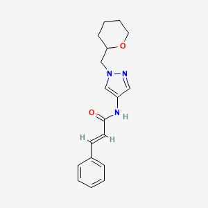 molecular formula C18H21N3O2 B2952881 N-(1-((tetrahydro-2H-pyran-2-yl)methyl)-1H-pyrazol-4-yl)cinnamamide CAS No. 2035007-17-9