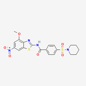 molecular formula C20H20N4O6S2 B2952885 N-(4-methoxy-6-nitrobenzo[d]thiazol-2-yl)-4-(piperidin-1-ylsulfonyl)benzamide CAS No. 361160-07-8