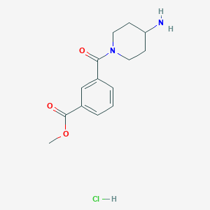 molecular formula C14H19ClN2O3 B2952900 Methyl 3-(4-aminopiperidine-1-carbonyl)benzoate hydrochloride CAS No. 1286274-56-3