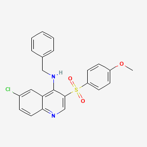 molecular formula C23H19ClN2O3S B2952906 N-苄基-6-氯-3-((4-甲氧基苯基)磺酰基)喹啉-4-胺 CAS No. 895641-98-2