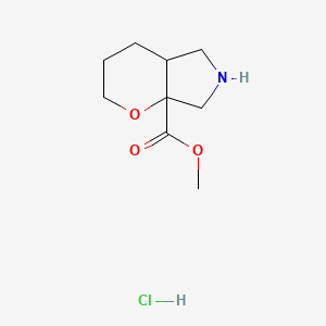 molecular formula C9H16ClNO3 B2952908 3,4,4a,5,6,7-六氢-2H-吡喃[2,3-c]吡咯-7a-甲酸甲酯；盐酸盐 CAS No. 2460750-77-8
