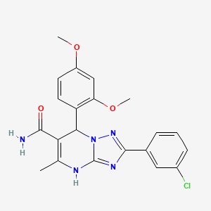 molecular formula C21H20ClN5O3 B2952917 2-(3-Chlorophenyl)-7-(2,4-dimethoxyphenyl)-5-methyl-4,7-dihydro-[1,2,4]triazolo[1,5-a]pyrimidine-6-carboxamide CAS No. 539815-44-6