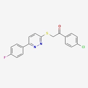 molecular formula C18H12ClFN2OS B2952921 1-(4-Chlorophenyl)-2-[6-(4-fluorophenyl)pyridazin-3-yl]sulfanylethanone CAS No. 872695-14-2