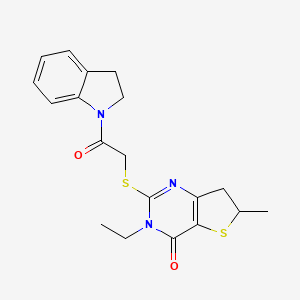 3-ethyl-2-((2-(indolin-1-yl)-2-oxoethyl)thio)-6-methyl-6,7-dihydrothieno[3,2-d]pyrimidin-4(3H)-one