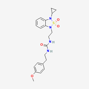 molecular formula C21H26N4O4S B2952941 3-[2-(3-Cyclopropyl-2,2-dioxo-1,3-dihydro-2lambda6,1,3-benzothiadiazol-1-yl)ethyl]-1-[2-(4-methoxyphenyl)ethyl]urea CAS No. 2097901-29-4