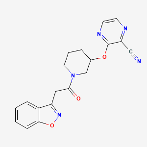 molecular formula C19H17N5O3 B2952946 3-((1-(2-(Benzo[d]isoxazol-3-yl)acetyl)piperidin-3-yl)oxy)pyrazine-2-carbonitrile CAS No. 2034502-75-3